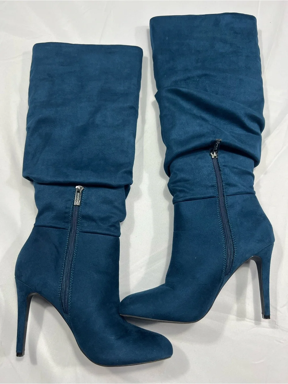 Jessica Simpson Stargaze Slouch Stiletto Boots Blue Suede Size 8